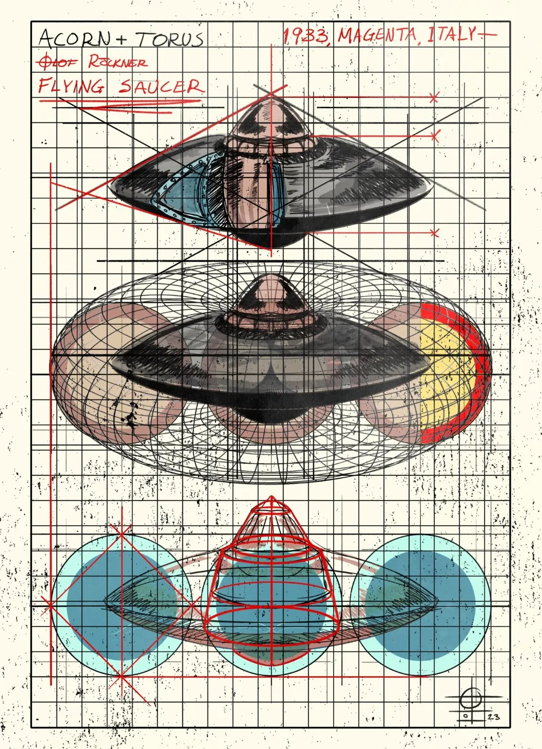 Magenta 1933 Acorn and Torus schematic by Olof Röckner