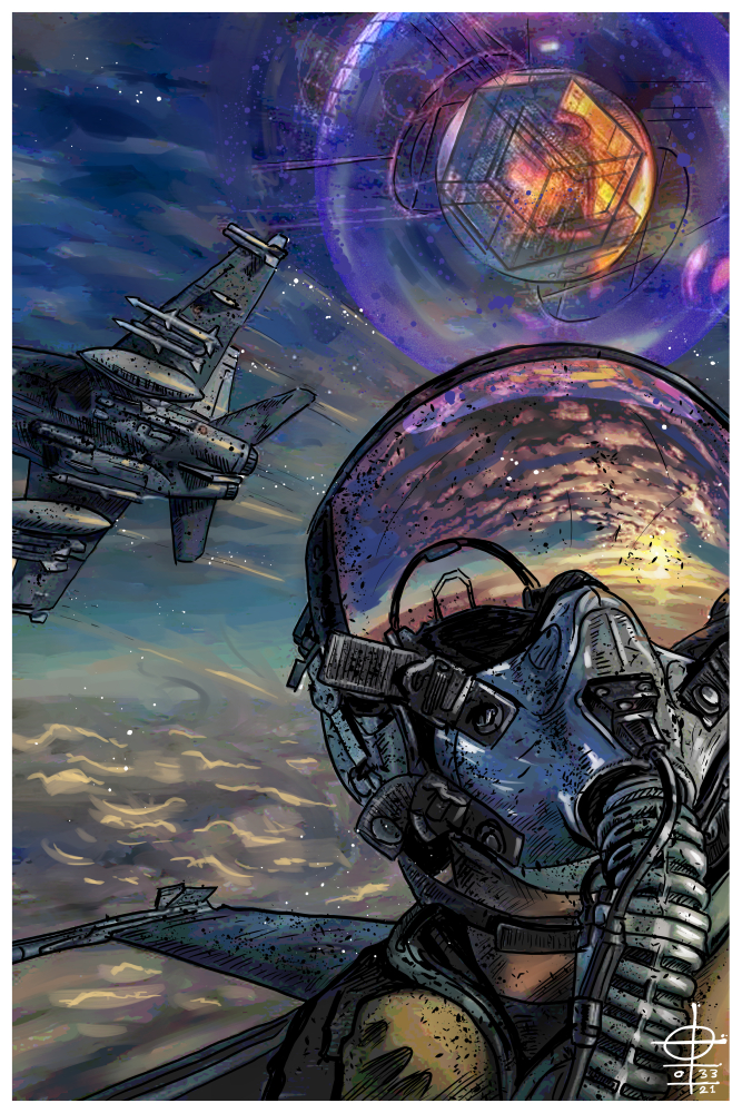 F-18 Super Hornet & Cube Within a Sphere UFO / UAP by Olof Röckner