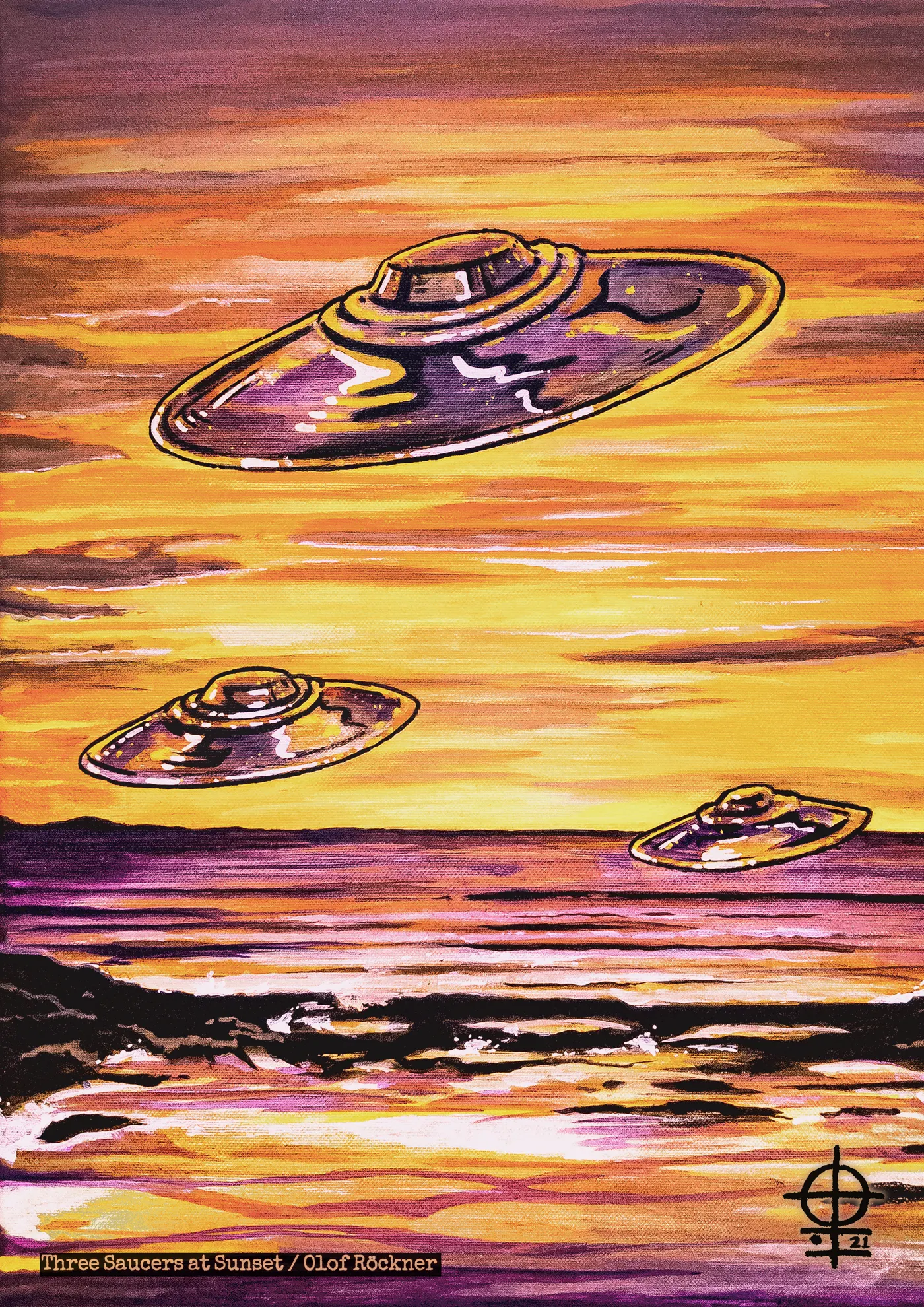 Three Saucers at Sunset by Olof Röckner